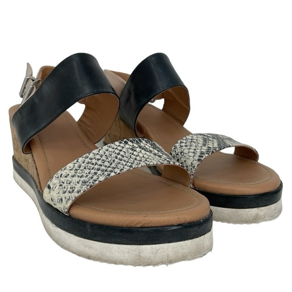 Crevo Sandals Women's 9 Snake Skin Grey Leather Ankle Strap Wedge Cow Hair - Picture 6 of 13